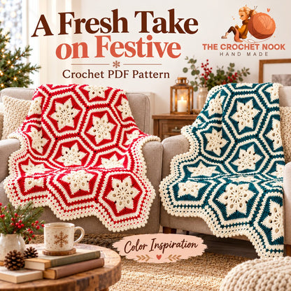 Nordic Snowflake Motif Blanket — alternative yarn color inspiration.
