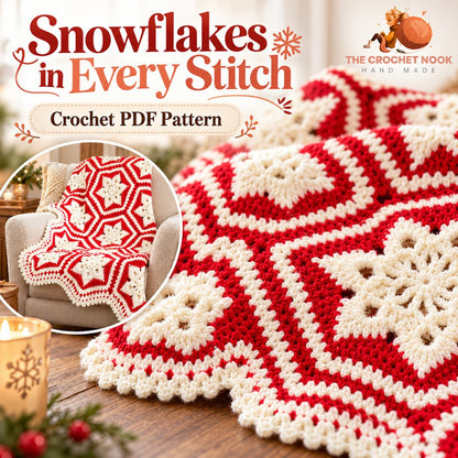 Nordic Snowflake Motif Blanket — close-up of the crochet stitches.