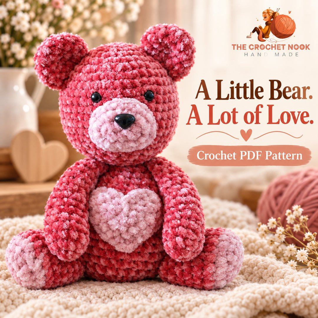 Sweetheart Velvet Teddy Bear — finished project hero.