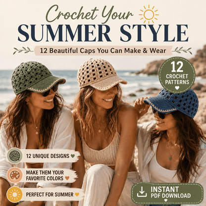 Summer crochet hats PDF pattern bundle