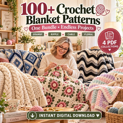100+ Crochet Blanket Patterns Bundle PDF - The Crochet Nook