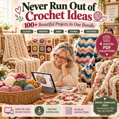 100+ crochet blankets and baby blanket patterns digital bundle