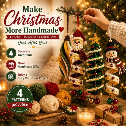 4-in-1 Crochet Christmas Hanging Decorations PDF Pattern - The Crochet Nook
