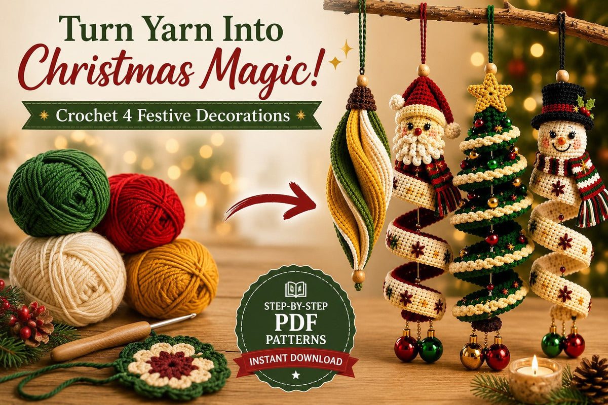 Christmas hanging crochet decorations digital pattern bundle