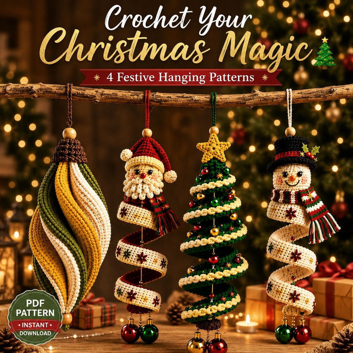 Handmade Christmas crochet ornament patterns PDF