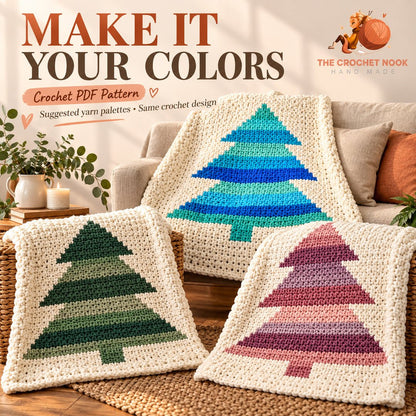 Winter Pines Tree Blanket — alternative yarn color inspiration.