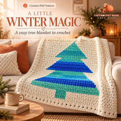 Winter Pines Tree Blanket — finished project hero.