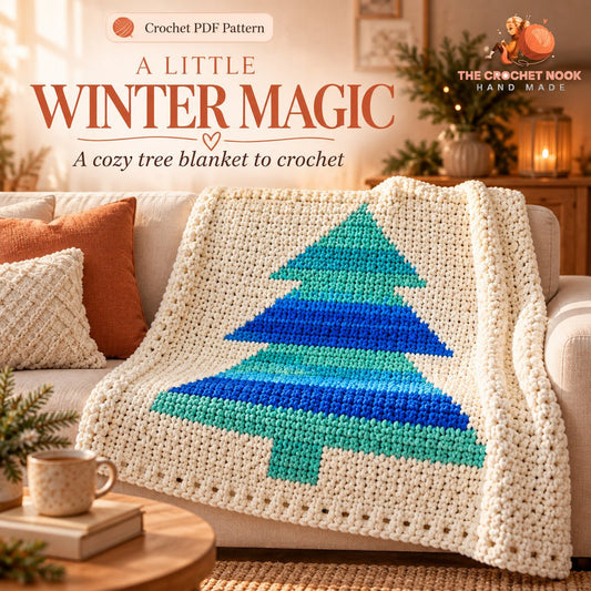 Winter Pines Tree Blanket — finished project hero.